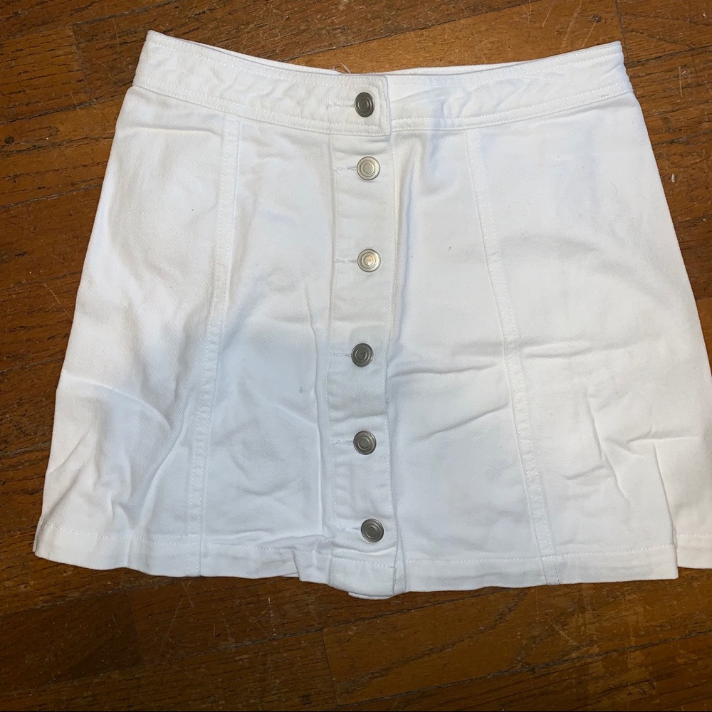 White denim button down skirt